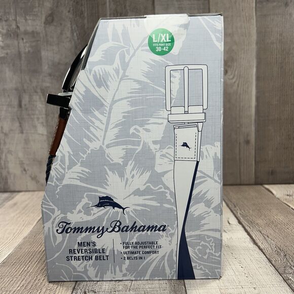 Tommy Bahama Men's Stretch Braided Reversible Belt Size Large XL Khaki Navy - Picture 7 of 10